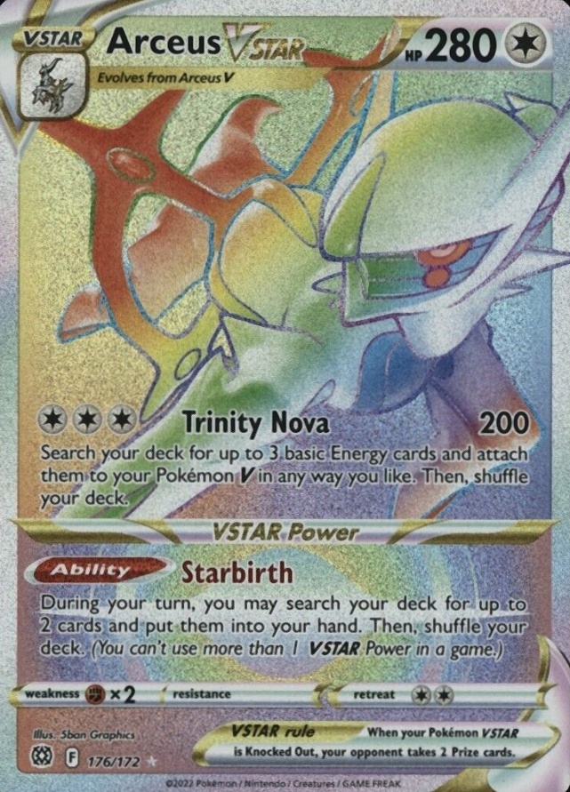 2022 Pokemon Sword & Shield Brilliant Stars Full Art/Arceus Vstar #176 TCG Card