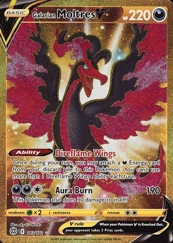 2022 Pokemon Sword & Shield Brilliant Stars Full Art/Galarian Moltres V #183 TCG Card