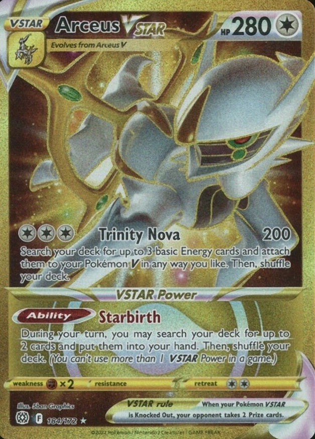 2022 Pokemon Sword & Shield Brilliant Stars Full Art/Arceus Vstar #184 TCG Card