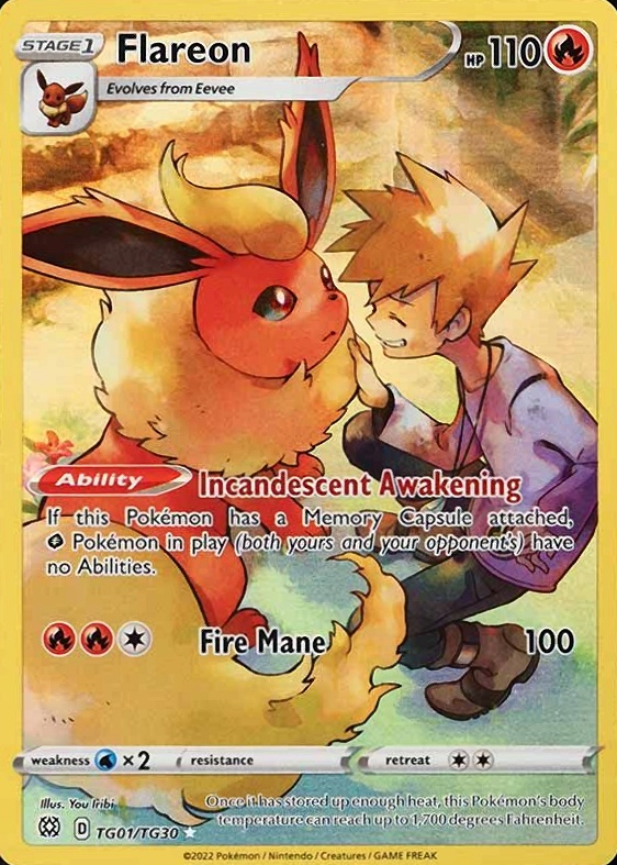 2022 Pokemon Sword & Shield Brilliant Stars Full Art/Flareon #TG01 TCG Card