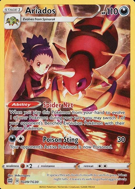 2022 Pokemon Sword & Shield Brilliant Stars Full Art/Ariados #TG09 TCG Card