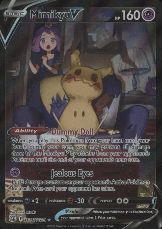 2022 Pokemon Sword & Shield Brilliant Stars Full Art/Mimikyu V #TG16 TCG Card