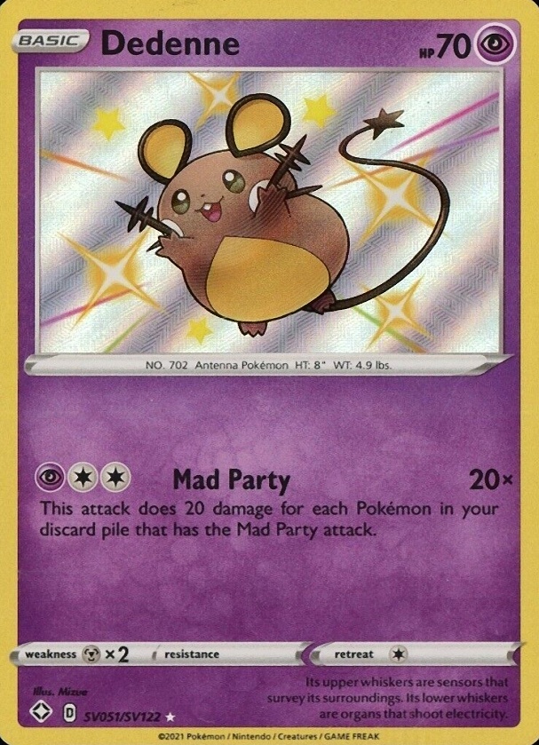 2021 Pokemon Sword & Shield Shining Fates Dedenne-Holo #SV051 TCG Card