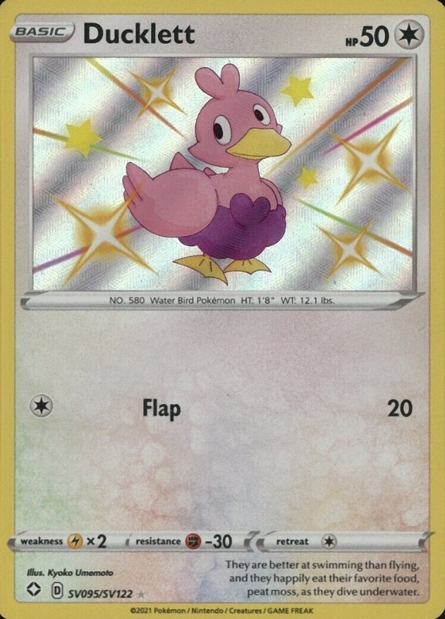 2021 Pokemon Sword & Shield Shining Fates Ducklett-Holo #SV095 TCG Card