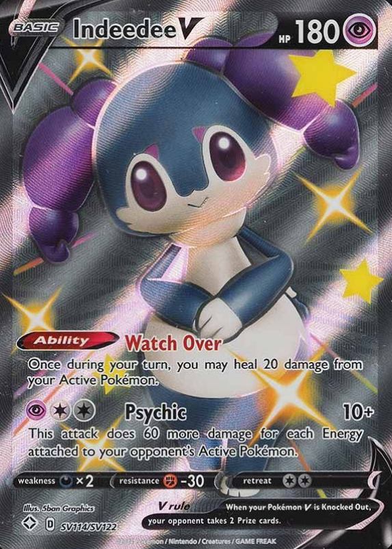 2021 Pokemon Sword & Shield Shining Fates Full Art/Indeedee V #SV114 TCG Card