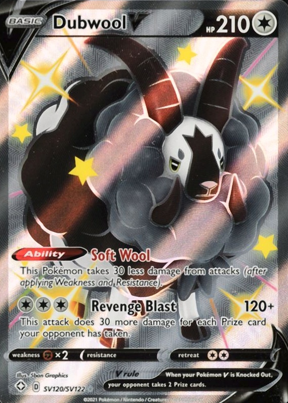 2021 Pokemon Sword & Shield Shining Fates Full Art/Dubwool V #SV120 TCG Card