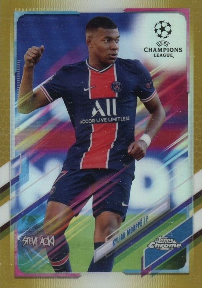 2020 Topps Chrome X Steve Aoki UEFA Champions League Neon Future Kylian Mbappe #95 Soccer Card