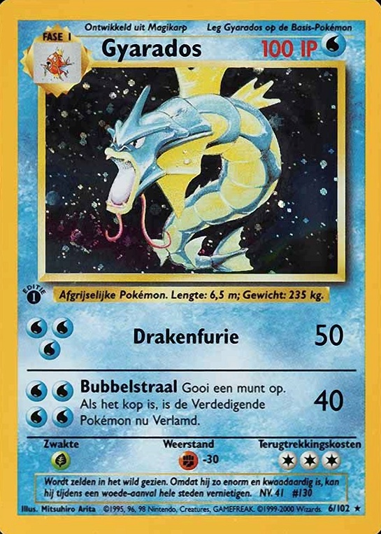 1999 Pokemon Dutch Gyarados-Holo #6 TCG Card