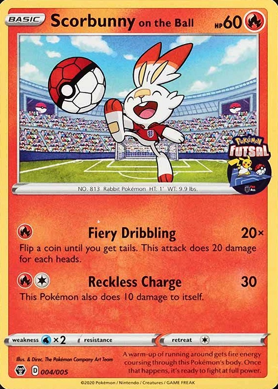 2020 Pokemon Futsal Scorbunny on the Ball #004 TCG Card