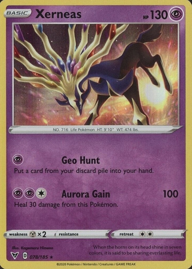 2020 Pokemon Sword & Shield Vivid Voltage Xerneas-Holo #078 TCG Card