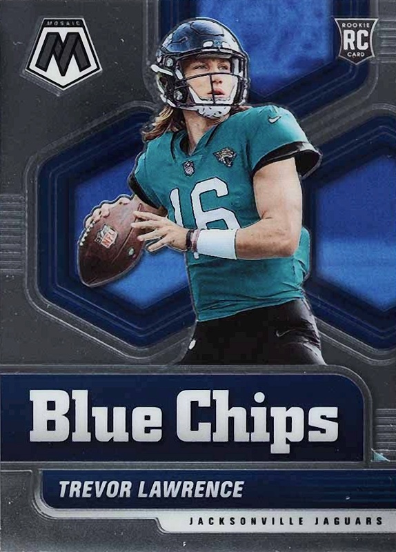 2021 Panini Mosaic Blue Chips Trevor Lawrence #1 Football Card