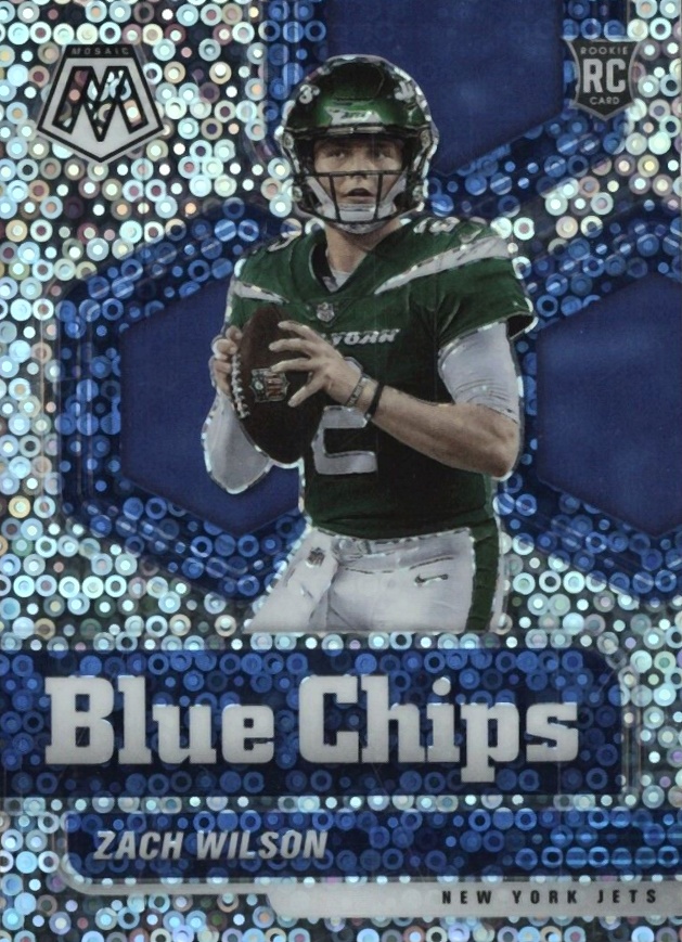 2021 Panini Mosaic Blue Chips Zach Wilson #2 Football Card