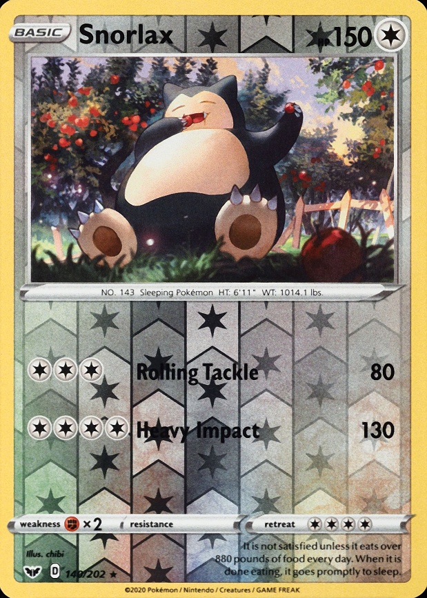 2020 Pokemon Sword & Shield Snorlax-Reverse Foil #140 TCG Card