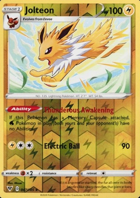 2020 Pokemon Sword & Shield Vivid Voltage Jolteon-Reverse Foil #047 TCG Card