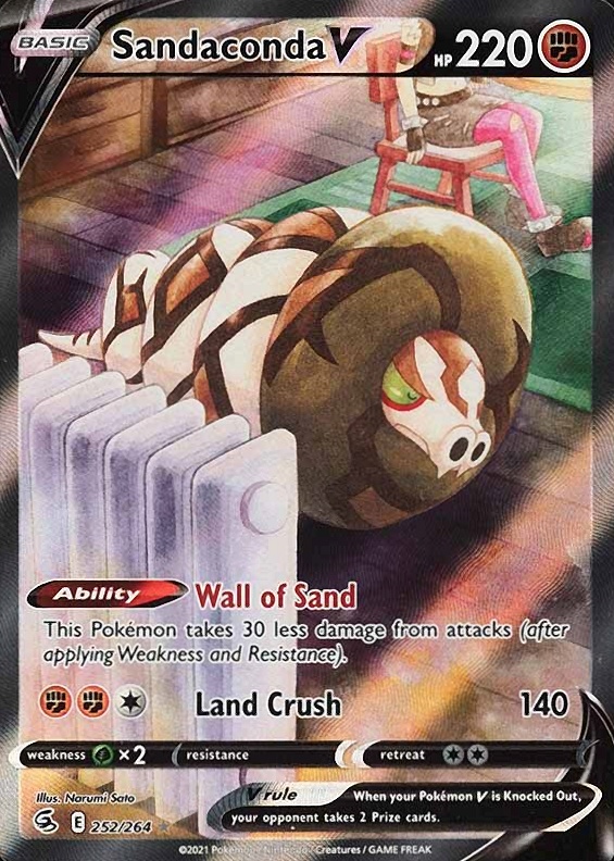 2021 Pokemon Sword & Shield Fusion Strike Full Art/Sandaconda V #252 TCG Card