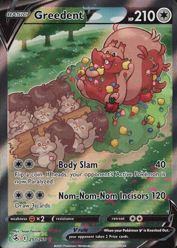 2021 Pokemon Sword & Shield Fusion Strike Full Art/Greedent V #257 TCG Card