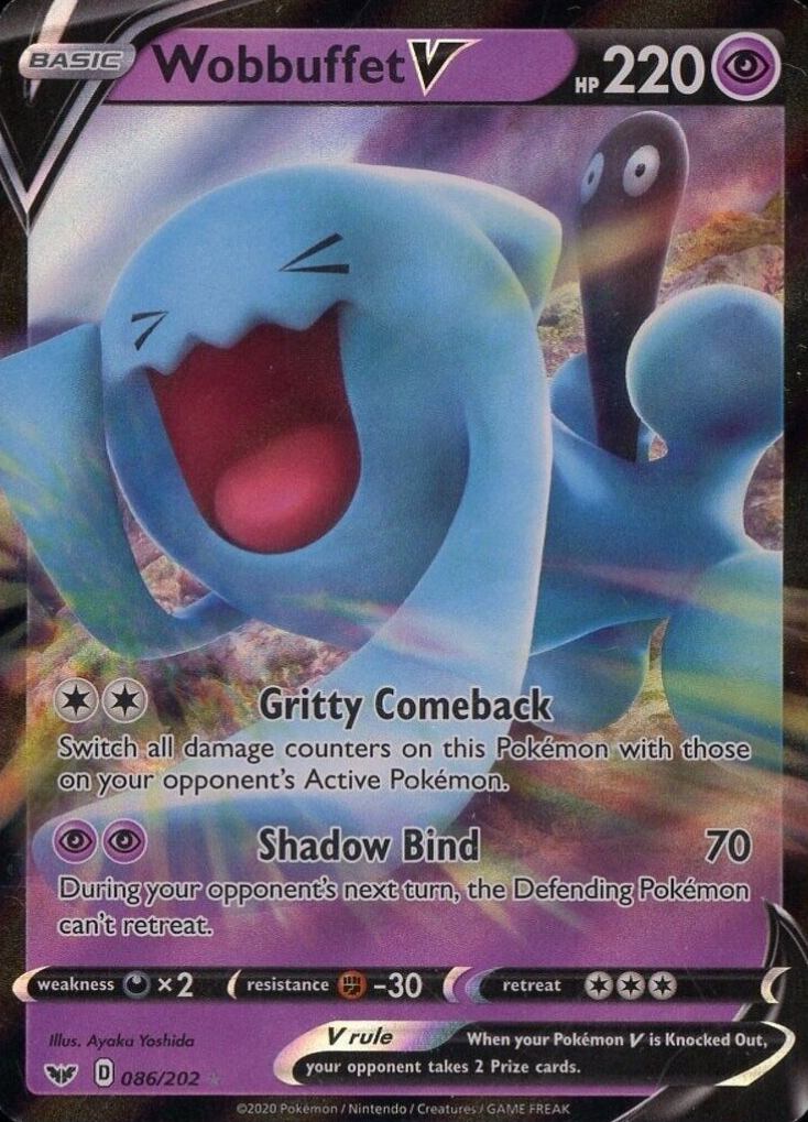 2020 Pokemon Sword & Shield Wobbuffet V #086 TCG Card