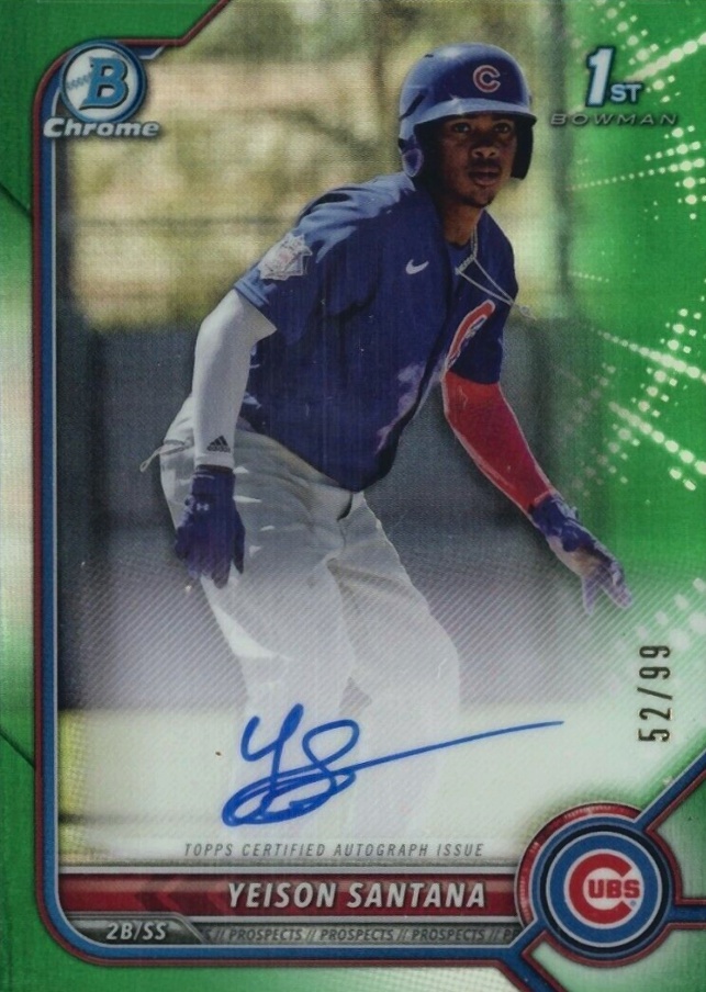 2022 Bowman Chrome Prospect Autographs Yeison Santana #CPAYS Baseball Card