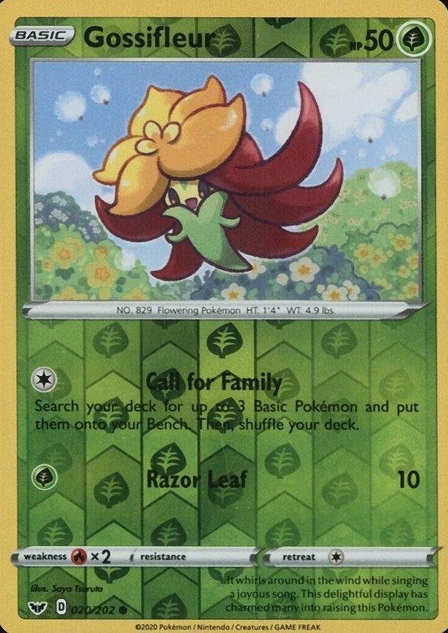 2020 Pokemon Sword & Shield Gossifleur-Reverse Foil #020 TCG Card