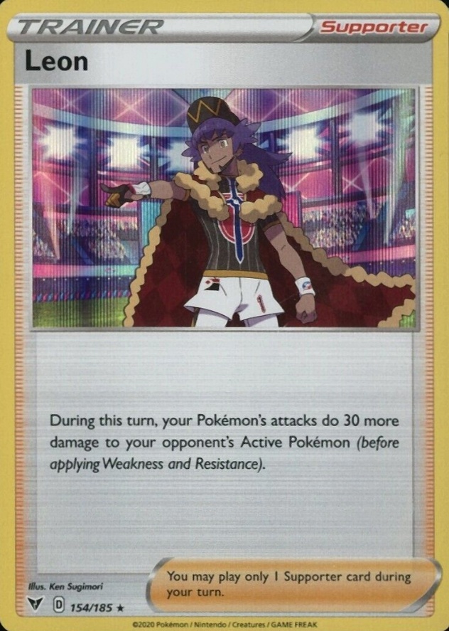 2020 Pokemon Sword & Shield Vivid Voltage Leon-Holo #154 TCG Card