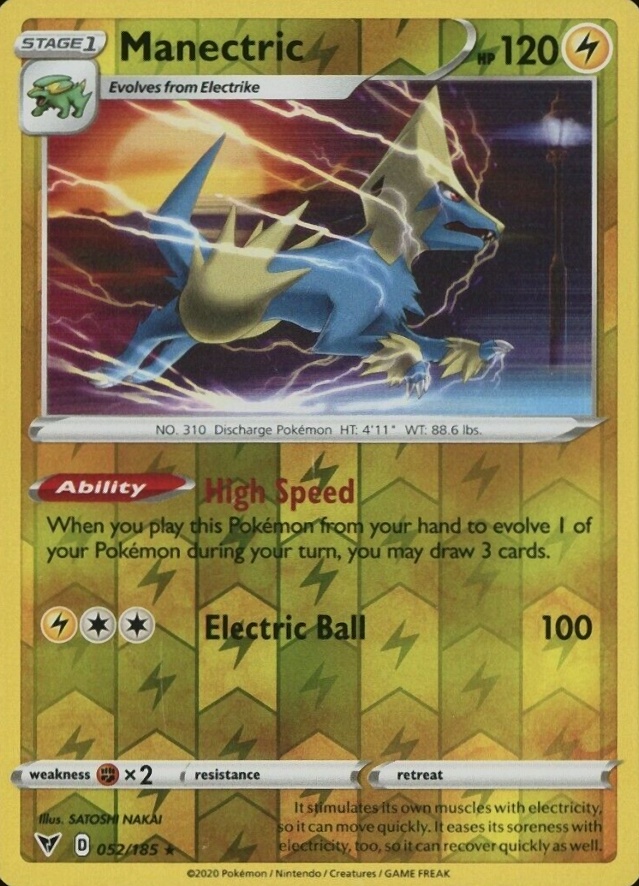 2020 Pokemon Sword & Shield Vivid Voltage Manectric-Reverse Foil #052 TCG Card