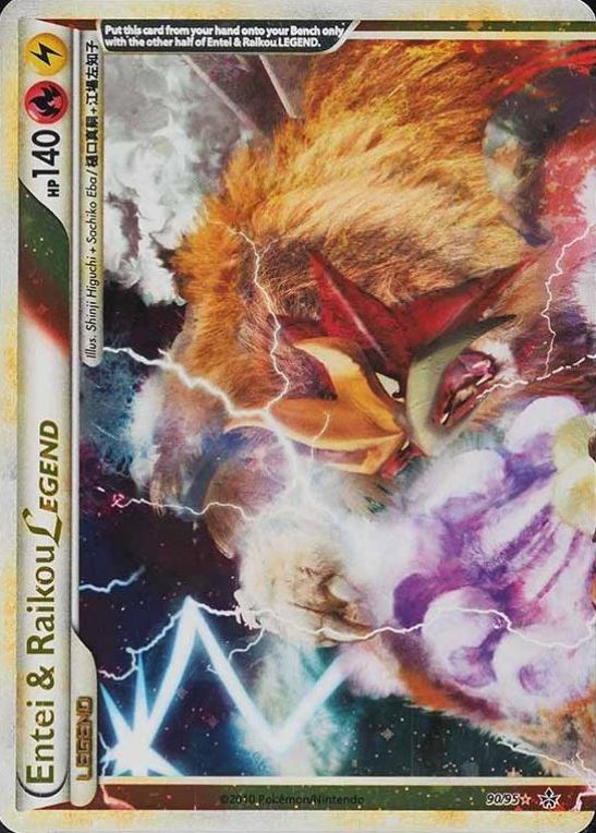 2010 Pokemon Heartgold & Soulsilver Unleashed Entei & Raikou Legend-Holo #90 TCG Card