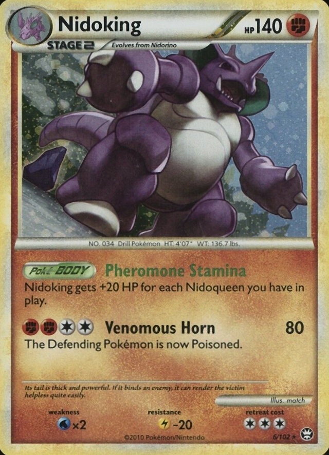 2010 Pokemon Heartgold & Soulsilver Triumphant Nidoking-Holo #6 TCG Card