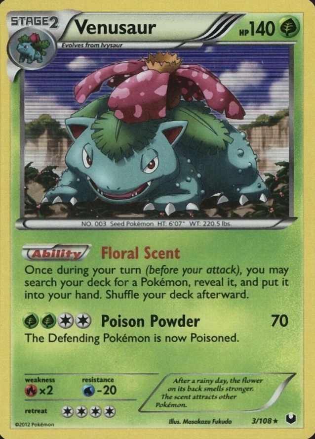 2012 2012 Pokemon Black & White Dark Explorers Venusaur-Holo #3 TCG Card