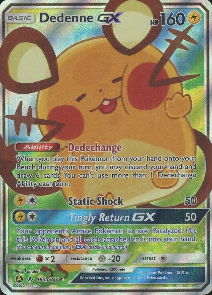 2019 Pokemon Sun & Moon Unbroken Bonds Full Art/Dedenne GX #195a TCG Card