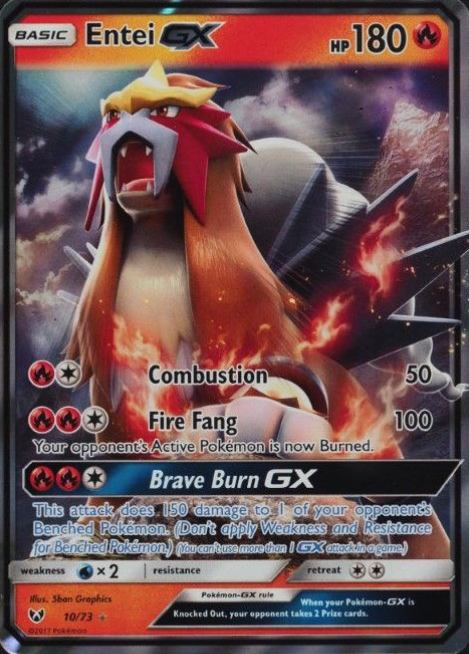 2017 Pokemon Sun & Moon Shining Legends Entei GX #10 TCG Card