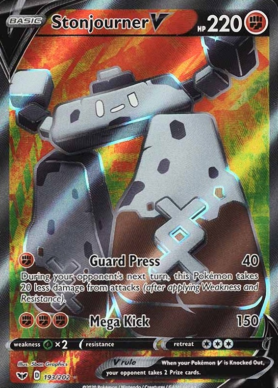 2020 Pokemon Sword & Shield Full Art/Stonjourner V #193 TCG Card