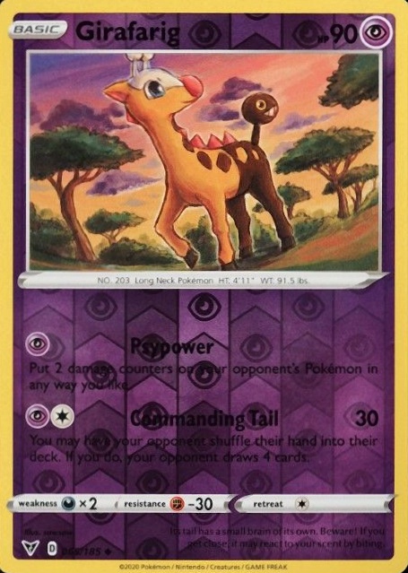 2020 Pokemon Sword & Shield Vivid Voltage Girafarig-Reverse Foil #065 TCG Card