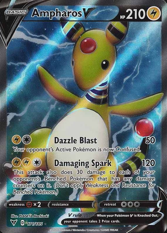 2020 Pokemon Sword & Shield Vivid Voltage Full Art/Ampharos V #171 TCG Card