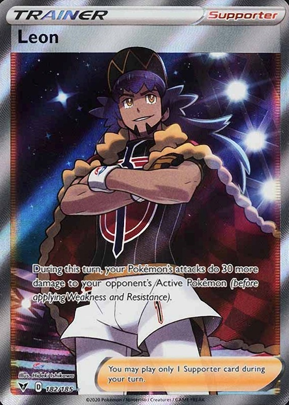 2020 Pokemon Sword & Shield Vivid Voltage Full Art/Leon #182 TCG Card