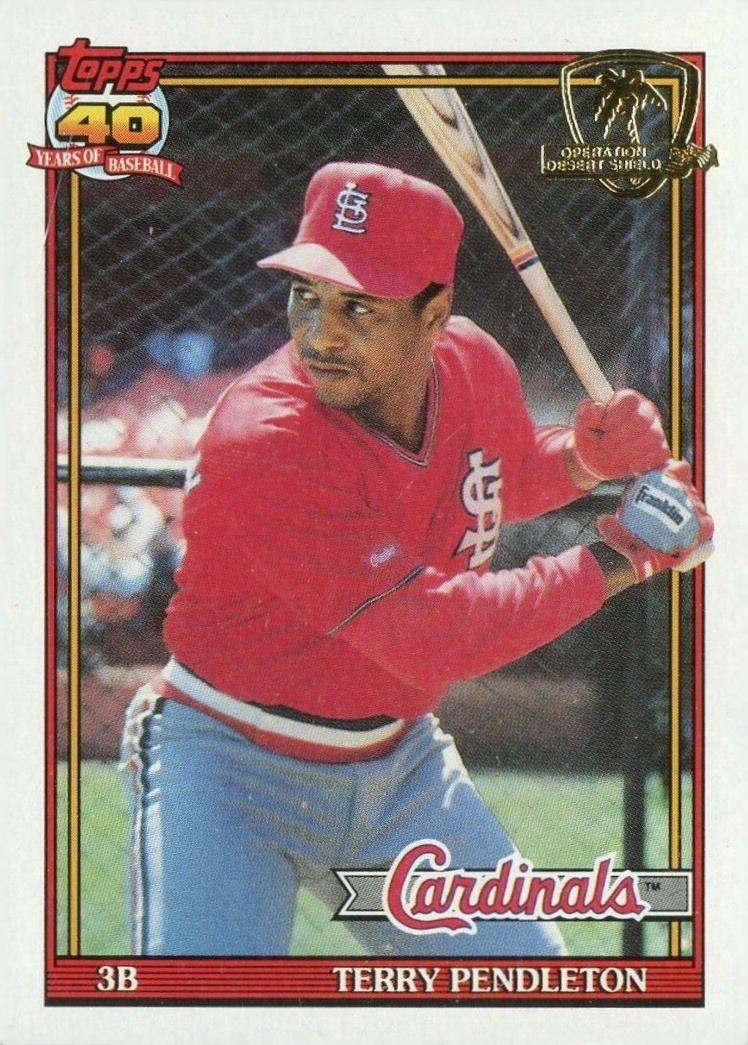 1991 Topps Desert Shield Terry Pendleton #485 Baseball Card