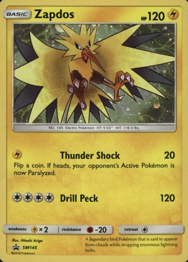 2018 Pokemon SM Black Star Promo Zapdos-Holo #SM145 TCG Card