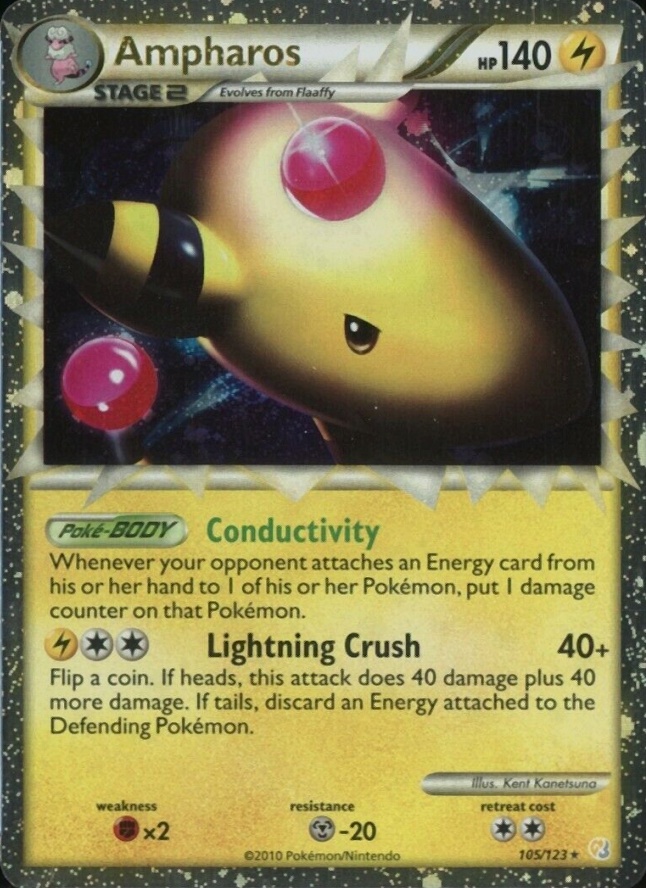 2010 Pokemon Heartgold & Soulsilver Ampharos-Holo #105 TCG Card