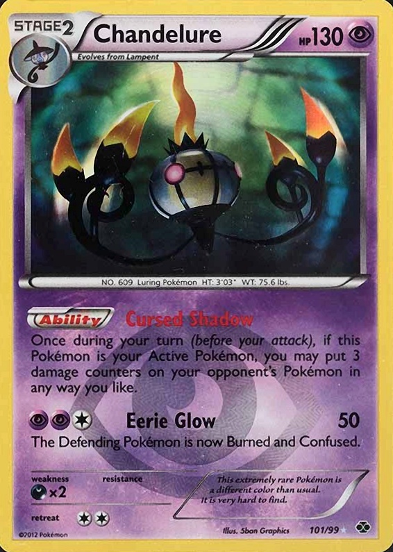 2012 Pokemon Black & White Next Destinies Chandelure-Holo #101 TCG Card