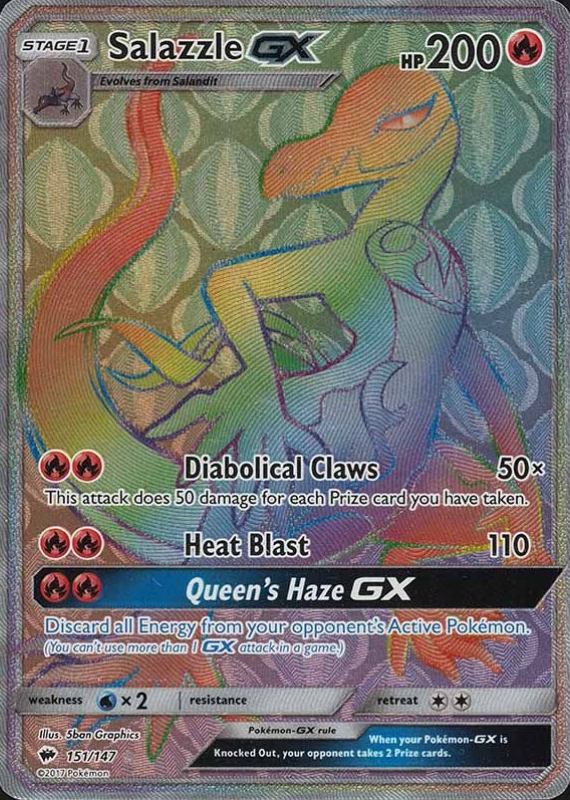 2017 Pokemon Sun & Moon Burning Shadows  Full Art/Salazzle GX #151 TCG Card