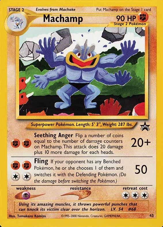 2002 Pokemon League Promo Black Star Machamp #43 TCG Card