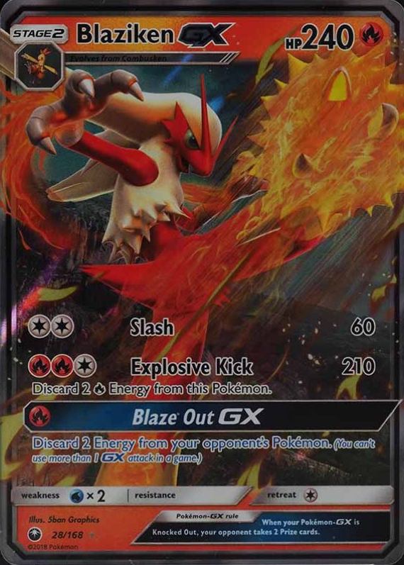 2018 Pokemon Sun & Moon Celestial Storm Blaziken GX #28 TCG Card