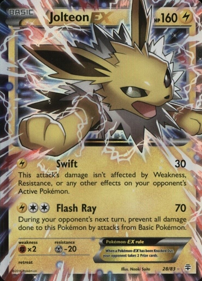 2016 Pokemon XY Generations Jolteon EX #28 TCG Card