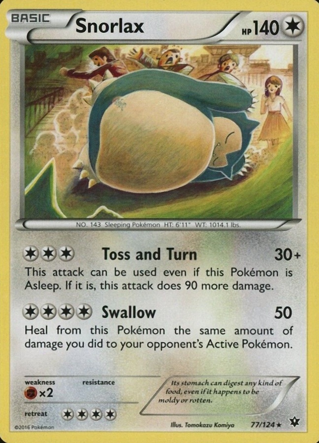 2016 Pokemon XY Fates Collide Snorlax #77 TCG Card