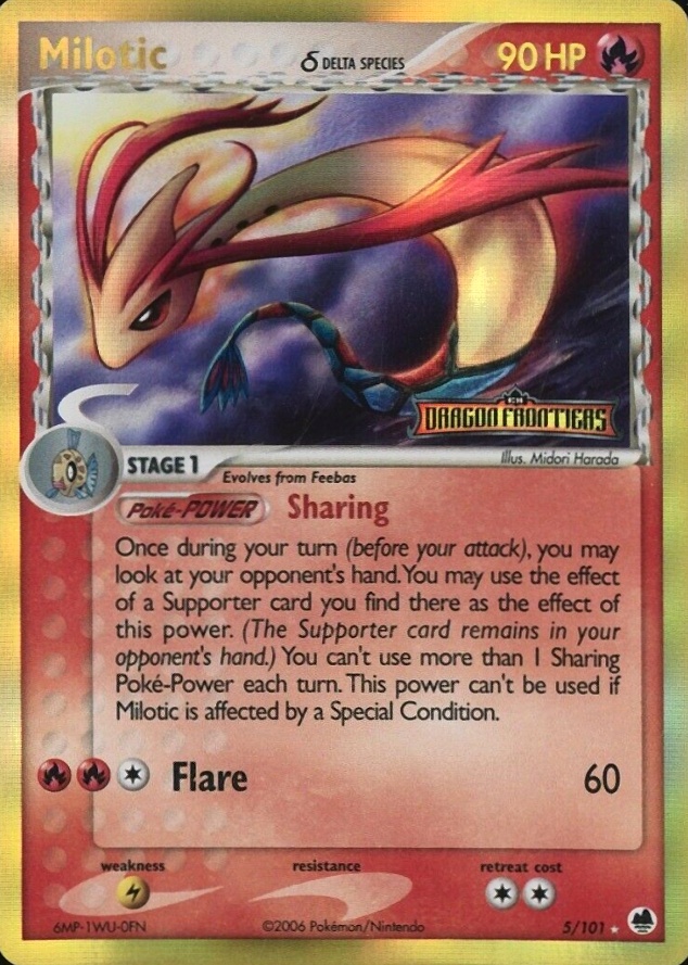 2006 Pokemon EX Dragon Frontiers Milotic-Reverse Holo #5 TCG Card