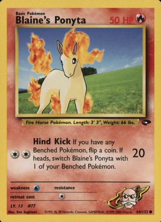 2000 Pokemon Gym Challenge Blaine's Ponyta #64 TCG Card