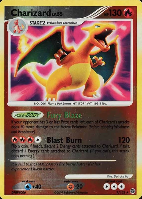 2007 Pokemon Diamond & Pearl Secret Wonders Charizard-Reverse Foil #3 TCG Card