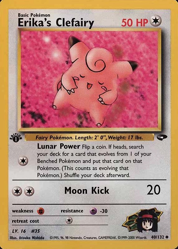 2000 Pokemon Gym Challenge Erika's Clefairy #40 TCG Card