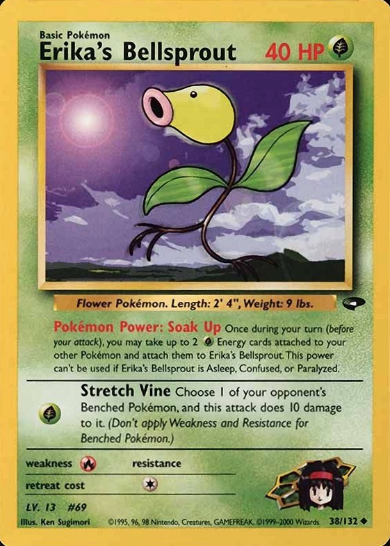 2000 Pokemon Gym Challenge Erika's Bellsprout #38 TCG Card