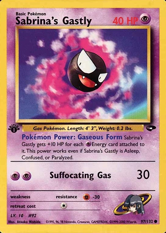 2000 Pokemon Gym Challenge Sabrina's Gastly #97 TCG Card