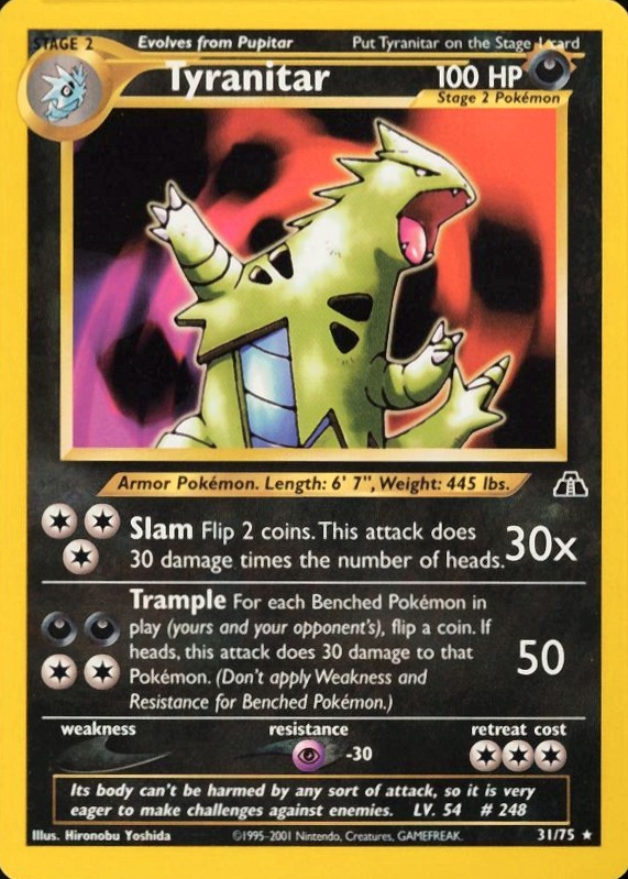 2001 Pokemon Neo Discovery Tyranitar #31 TCG Card